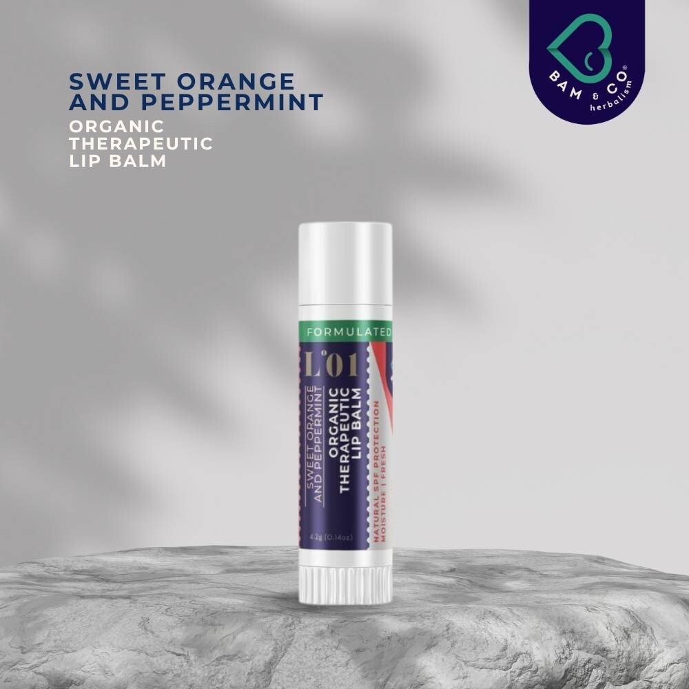 BAM & CO Organic Therapeutic Lip Balm – Sweet Orange & Peppermint